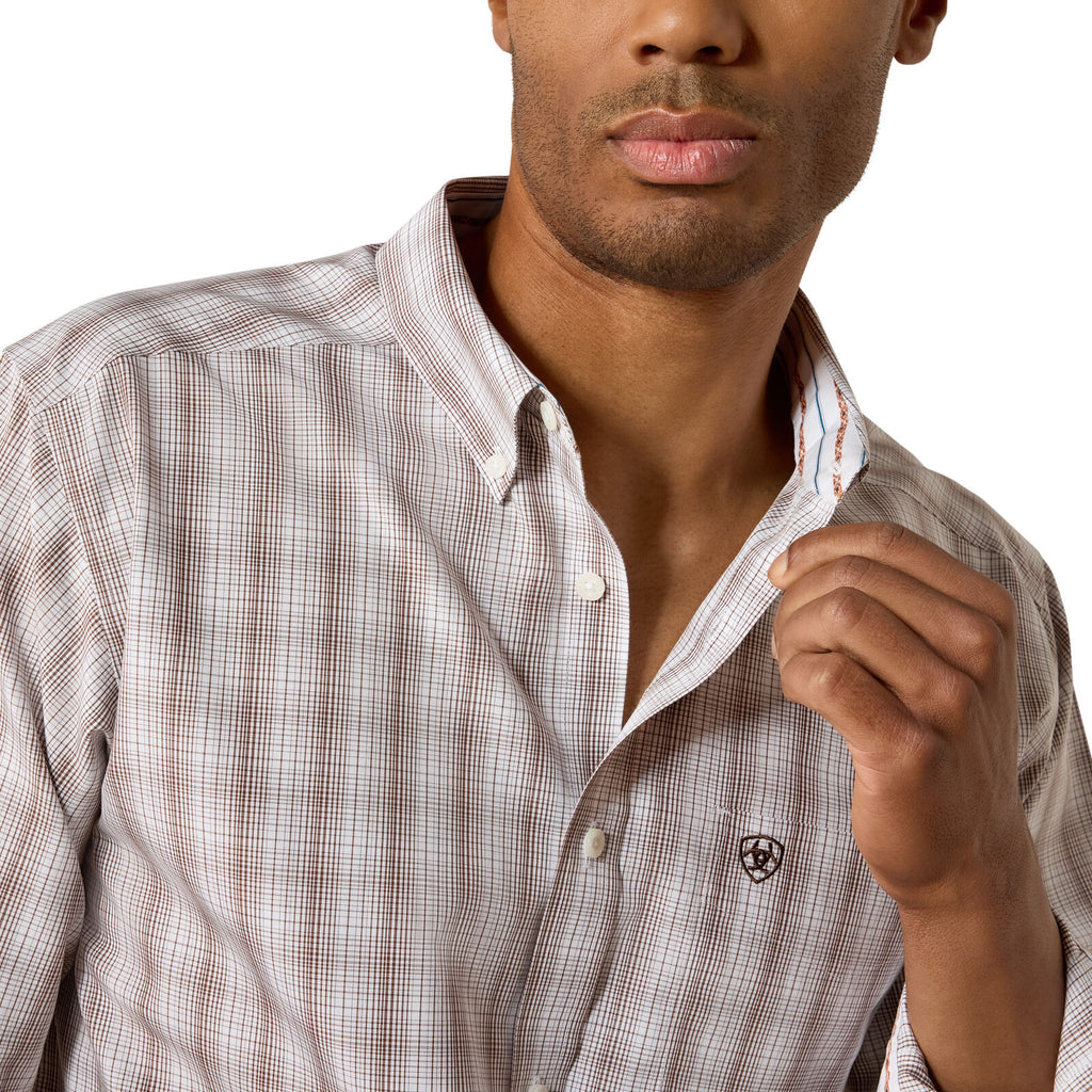Ariat Mens Wrinkle Free Clyde Fitted L/S Shirt (10071019) White Plaid