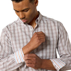 Ariat Mens Wrinkle Free Clyde Fitted L/S Shirt (10071019) White Plaid