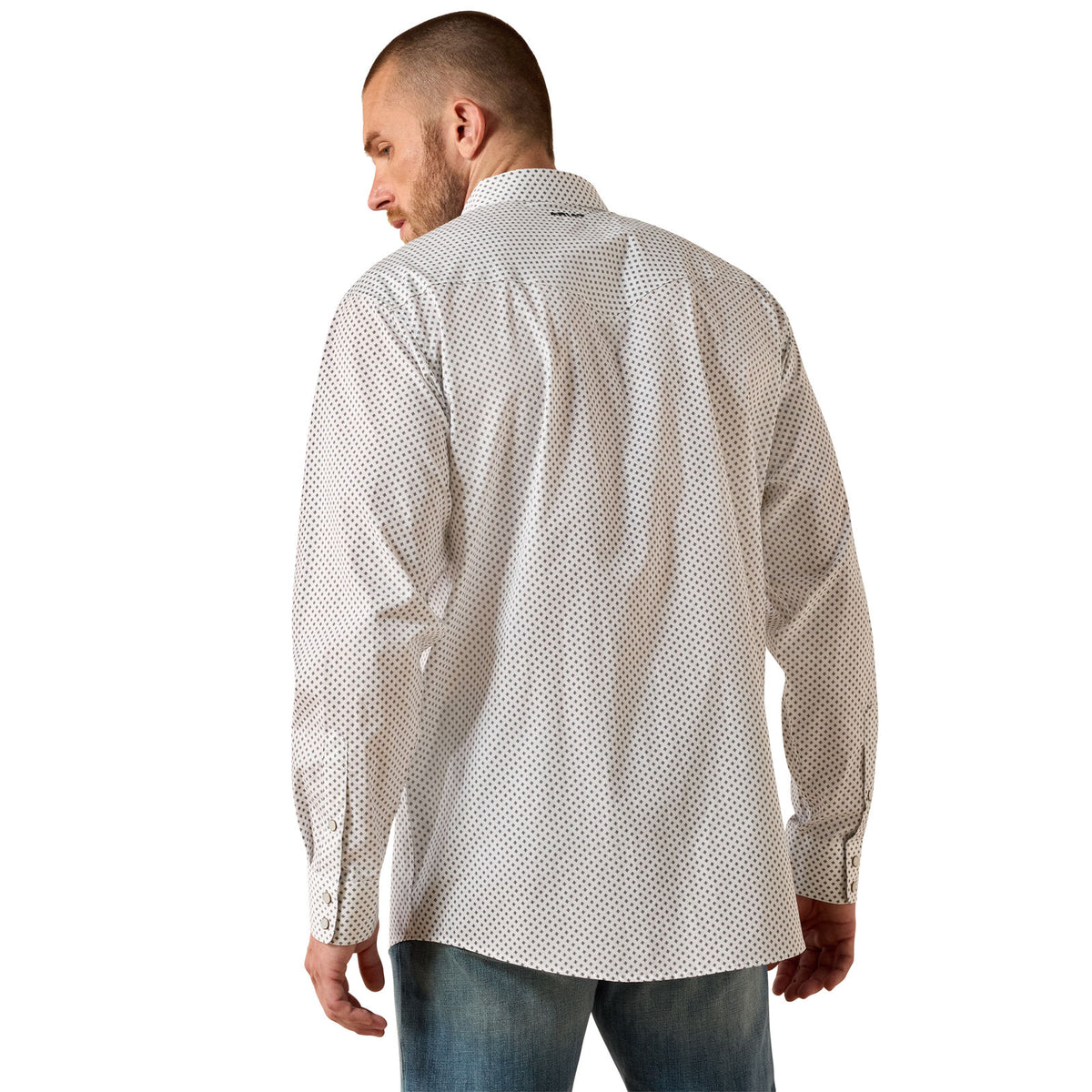 Ariat Mens Wrinkle Free Anthony Classic Fit Snap L/S Shirt (10071021) White Medallion Print