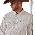 Ariat Mens Wrinkle Free Anthony Classic Fit Snap L/S Shirt (10071021) White Medallion Print