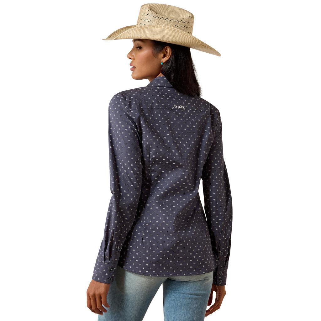 Ariat Womens Kirby L/S Shirt (10071416) Ombre Blue Horsehoe