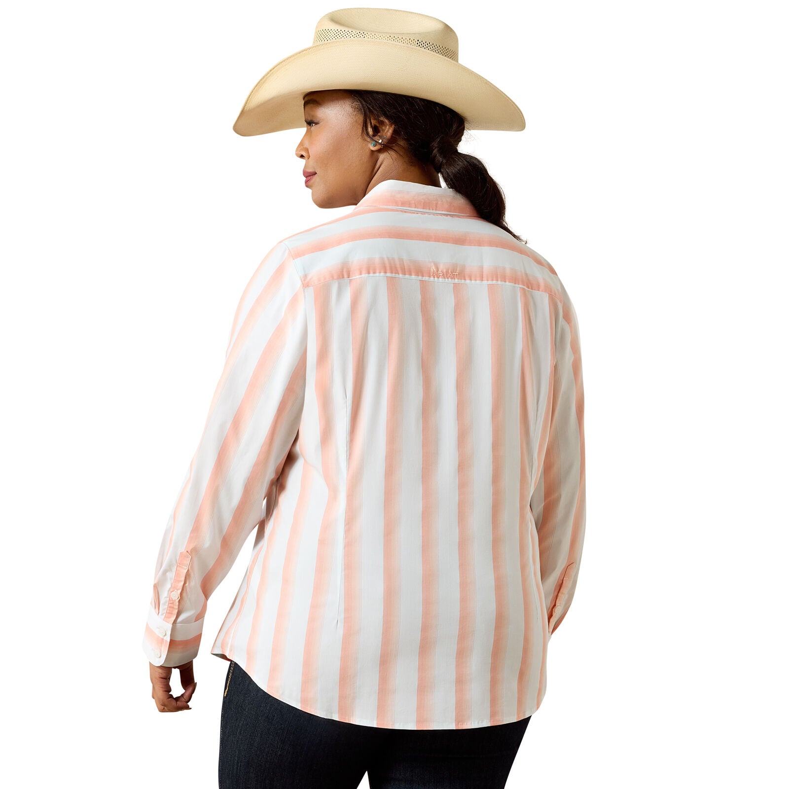Ariat Womens Kirby L/S Shirt (10071414) Peach Amber Stripe