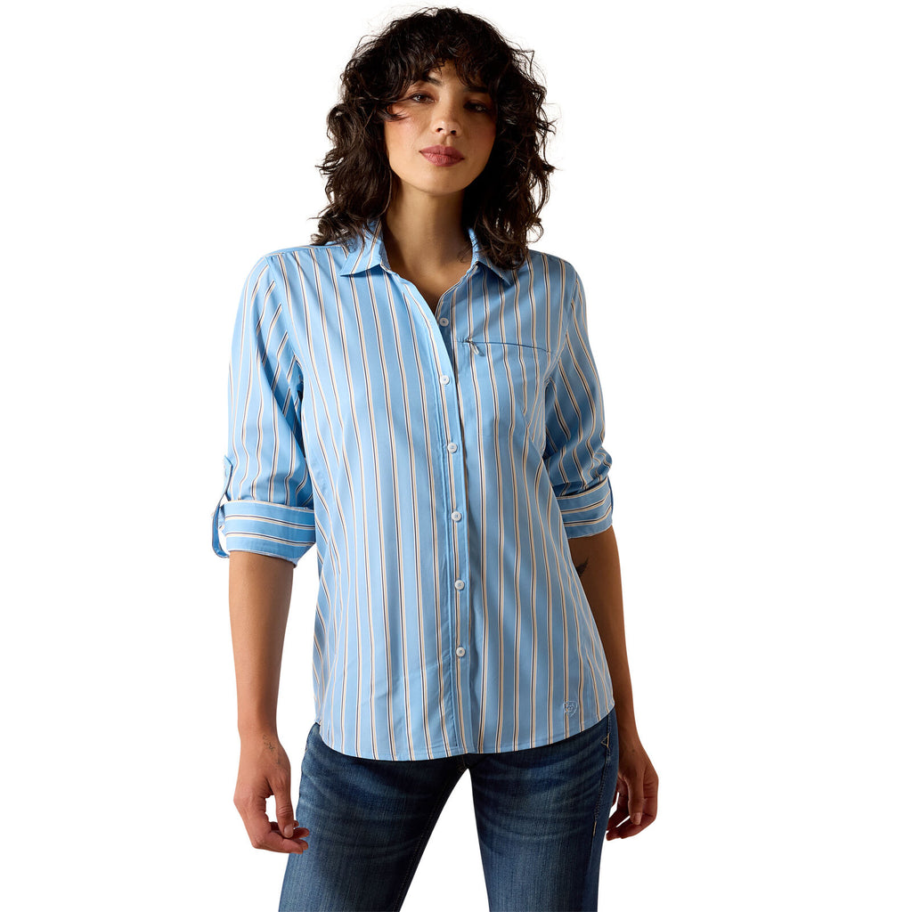 Ariat Womens Venttek L/S Shirt (10071141) Blissful Blue/Rattan Stripe