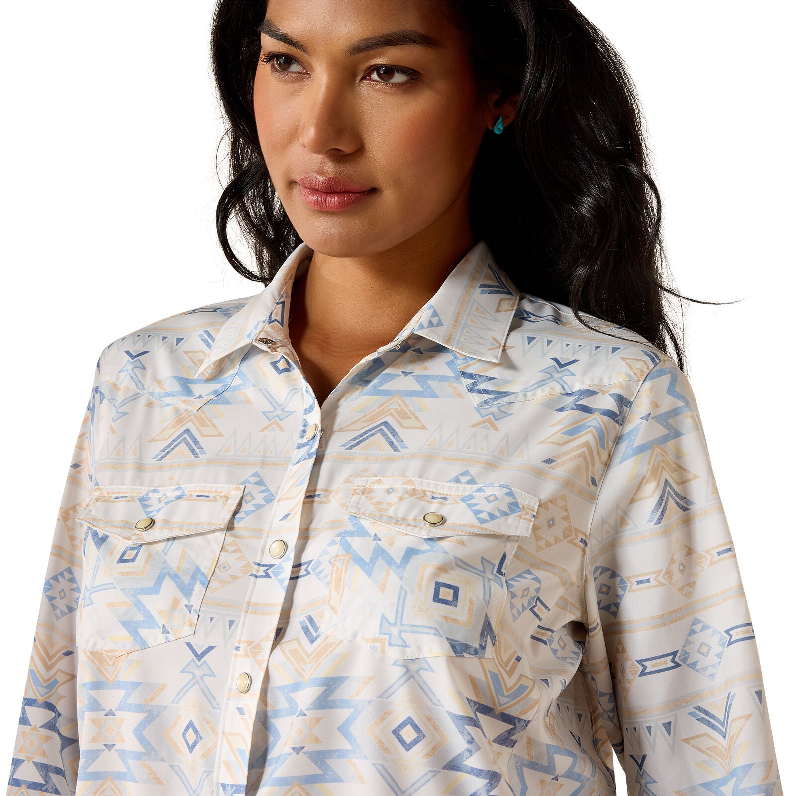 Ariat Womens Western Venttek L/S Shirt (10071065) Turtledove Faded Southwest Print