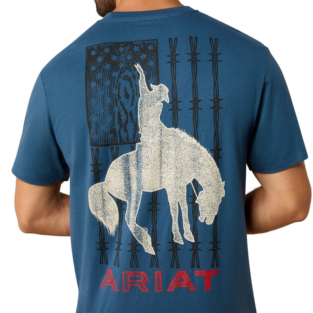 Ariat Mens Flag Bronco S/S Tee (10071192) Key Largo
