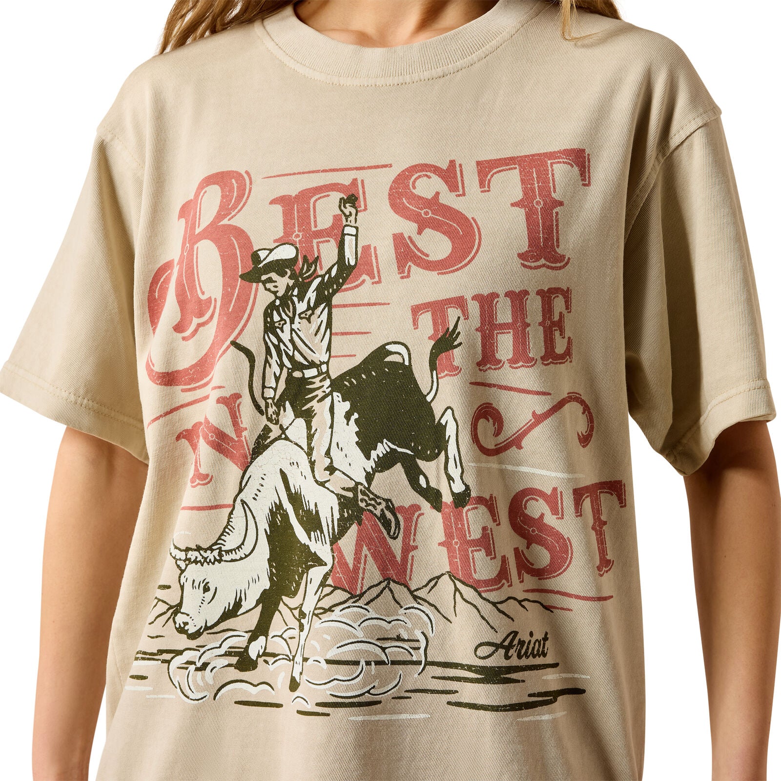 Ariat Womens Bull Rider Arched S/S Tee (10071711) French Oak