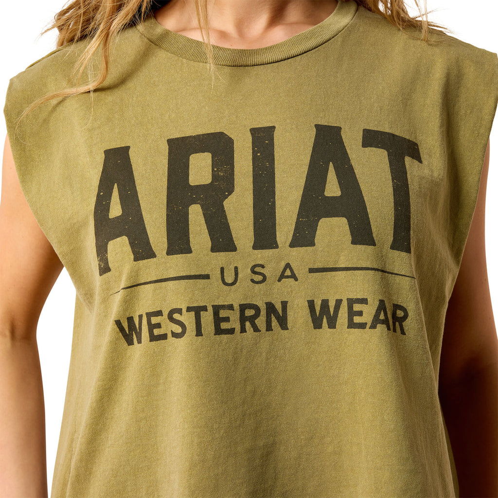 Ariat Womens Authentic Wear Muscle Tank (10071667) Faded Army
