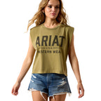 Ariat Womens Authentic Wear Muscle Tank (10071667) Faded Army