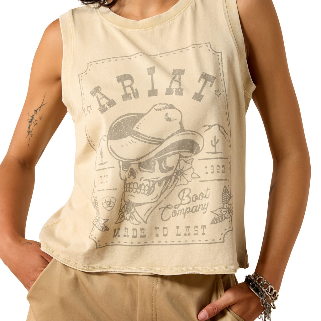 Ariat Womens Wanted Skull Cowboy Tank (10071129) Summer Sand
