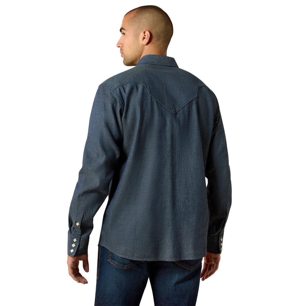 Ariat Mens Retro Harlan Fitted Snap L/S Shirt (10071646) Navy