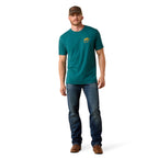 Ariat Mens Bison Wander Flag S/S Tee (10073412) Mediterranean