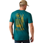 Ariat Mens Bison Wander Flag S/S Tee (10073412) Mediterranean