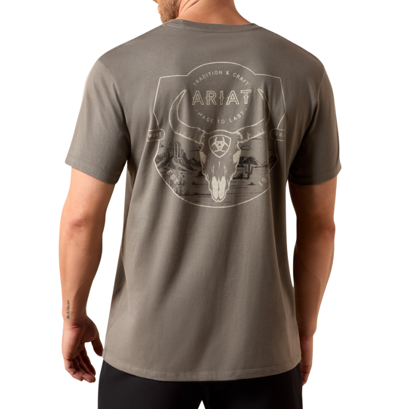 Ariat Mens Desert Badge Tradition S/S Tee (10073415) Smoked Pearl