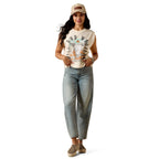 Ariat Womens Steer Skull Landscape Tank (10078378) Faded Ivory