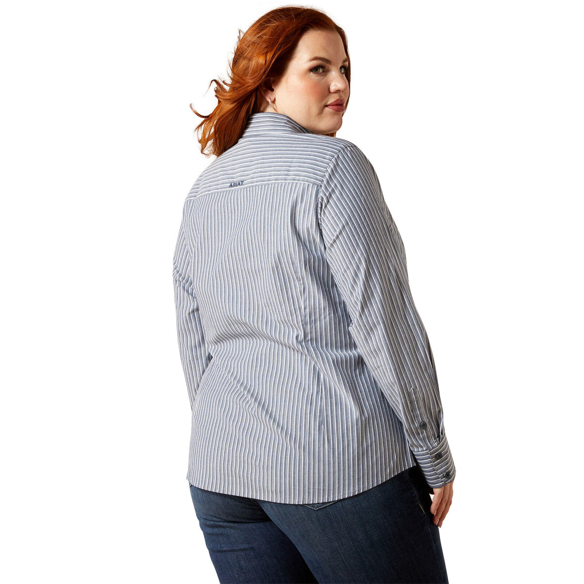 Ariat Womens Wrinkle Resistant Kirby L/S Shirt (10065840) Dress Blue Stripe