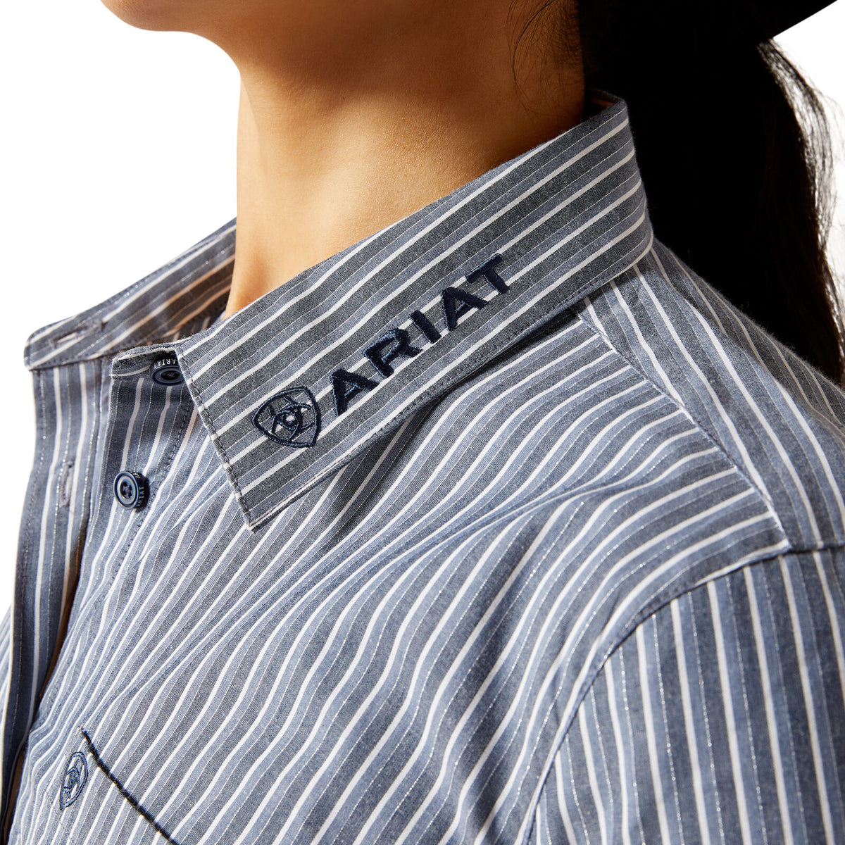Ariat Womens Wrinkle Resistant Kirby L/S Shirt (10065840) Dress Blue Stripe