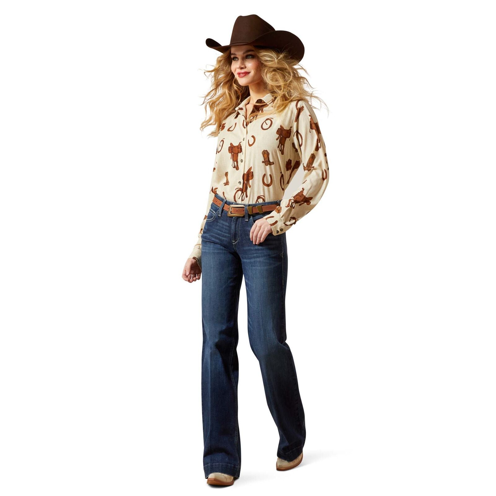 Ariat Womens Homestyle L/S Shirt (10065831) Rodeo Spur Print