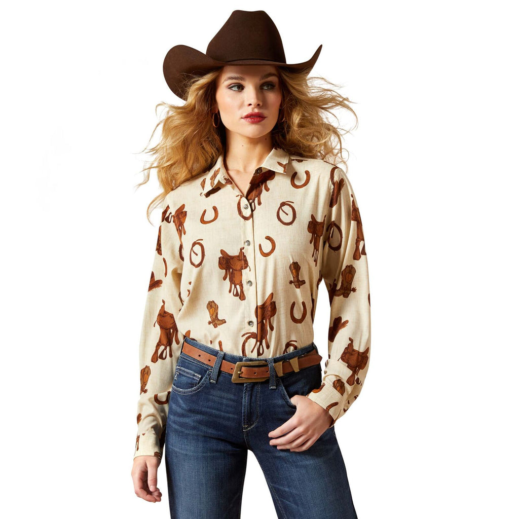 Ariat Womens Homestyle L/S Shirt (10065831) Rodeo Spur Print