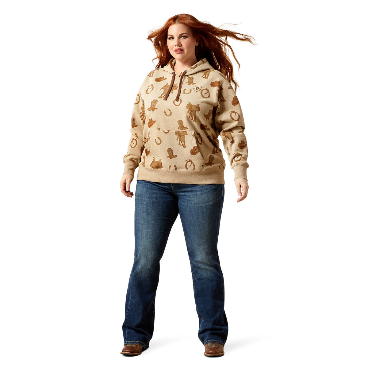 Ariat Womens Logo 2.0 Printed Hoodie (10065823) Savannah Tan Heather