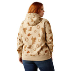 Ariat Womens Logo 2.0 Printed Hoodie (10065823) Savannah Tan Heather