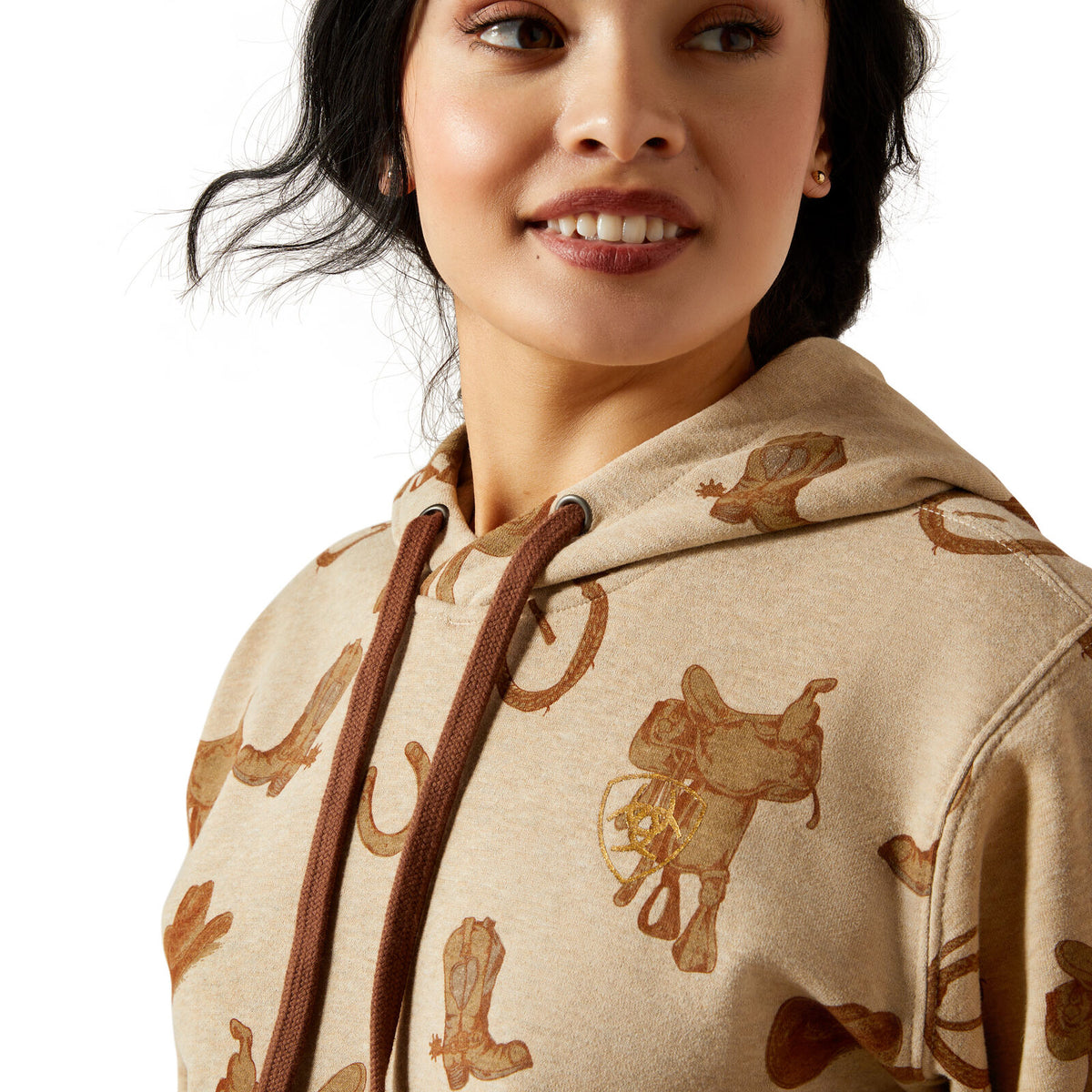 Ariat Womens Logo 2.0 Printed Hoodie (10065823) Savannah Tan Heather