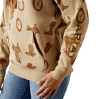 Ariat Womens Logo 2.0 Printed Hoodie (10065823) Savannah Tan Heather