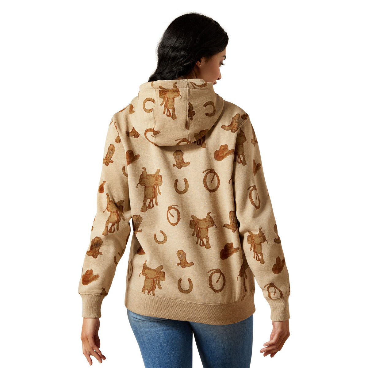 Ariat Womens Logo 2.0 Printed Hoodie (10065823) Savannah Tan Heather