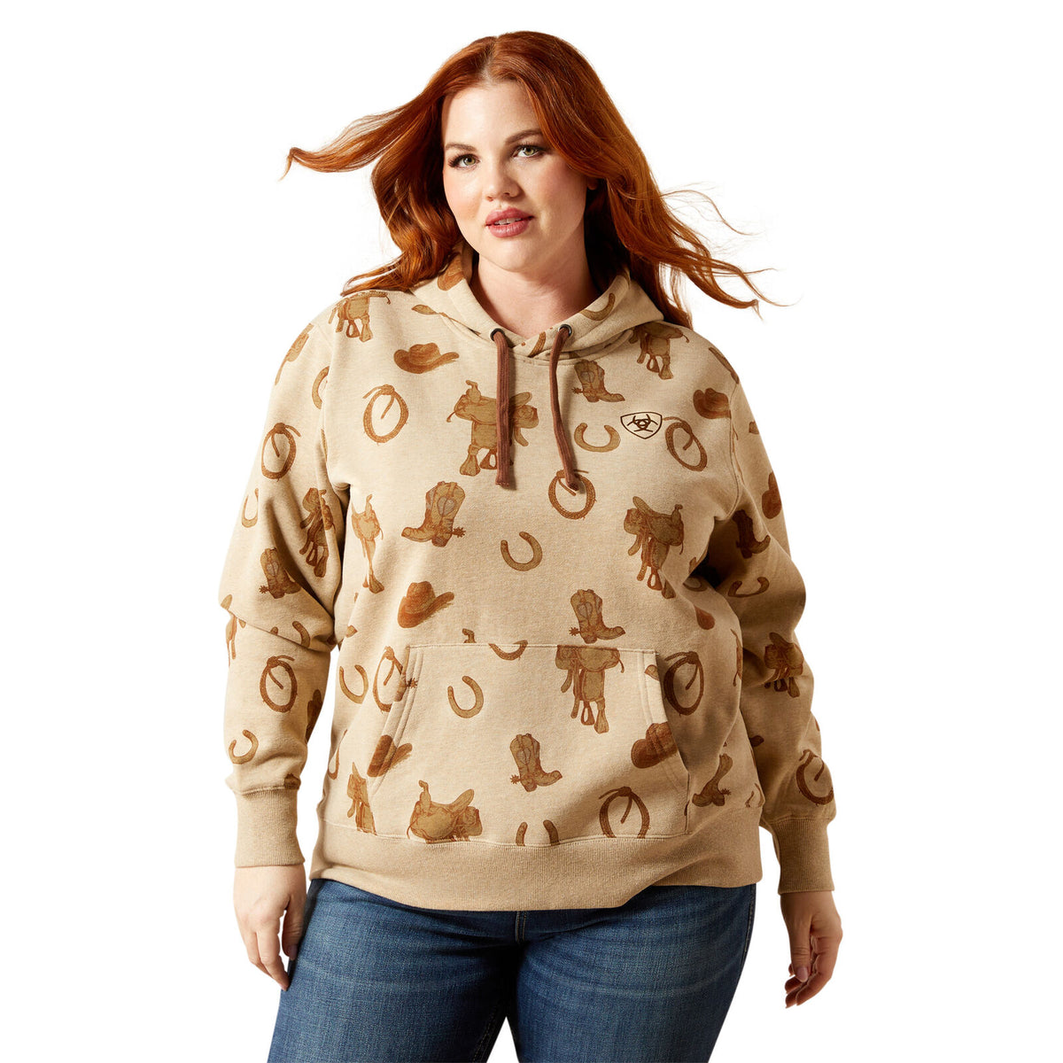 Ariat Womens Logo 2.0 Printed Hoodie (10065823) Savannah Tan Heather