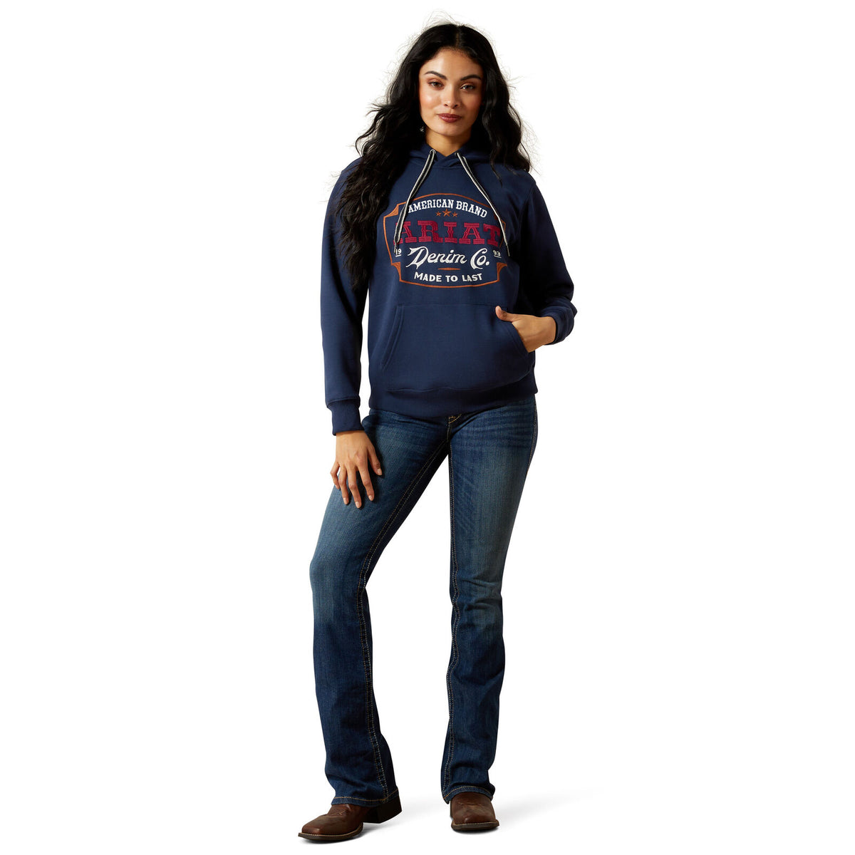 Ariat Womens Emblem Hoodie (10065959) Dress Blues