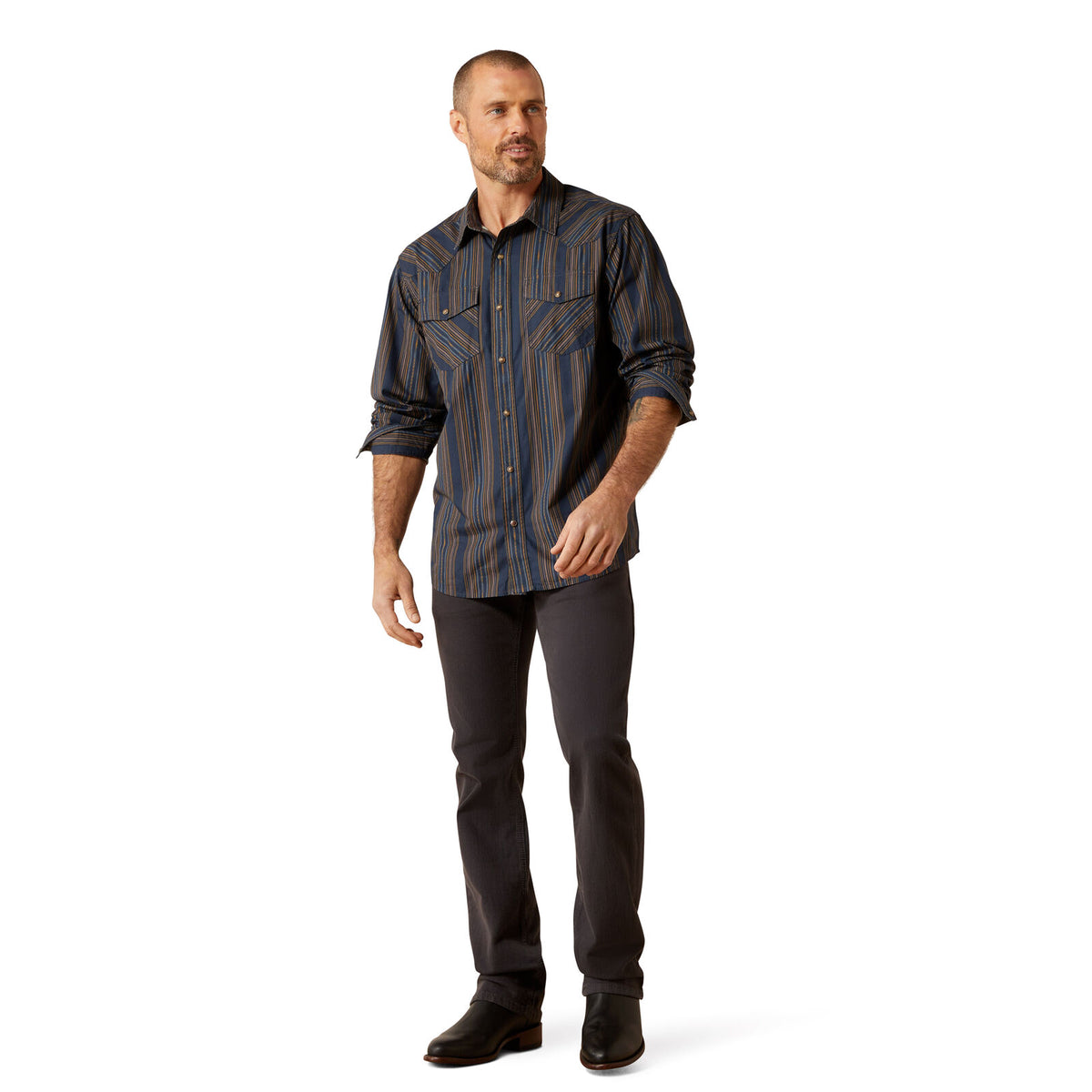Ariat Mens Horne Retro Snap L/S Shirt (10065758) Navy