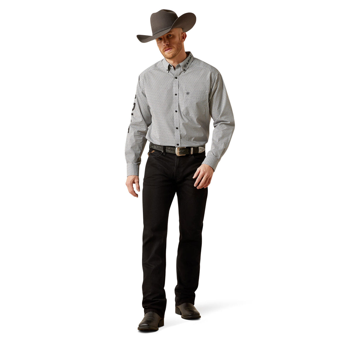 Ariat Mens Team Pablo L/S Shirt (10065815) White/Black