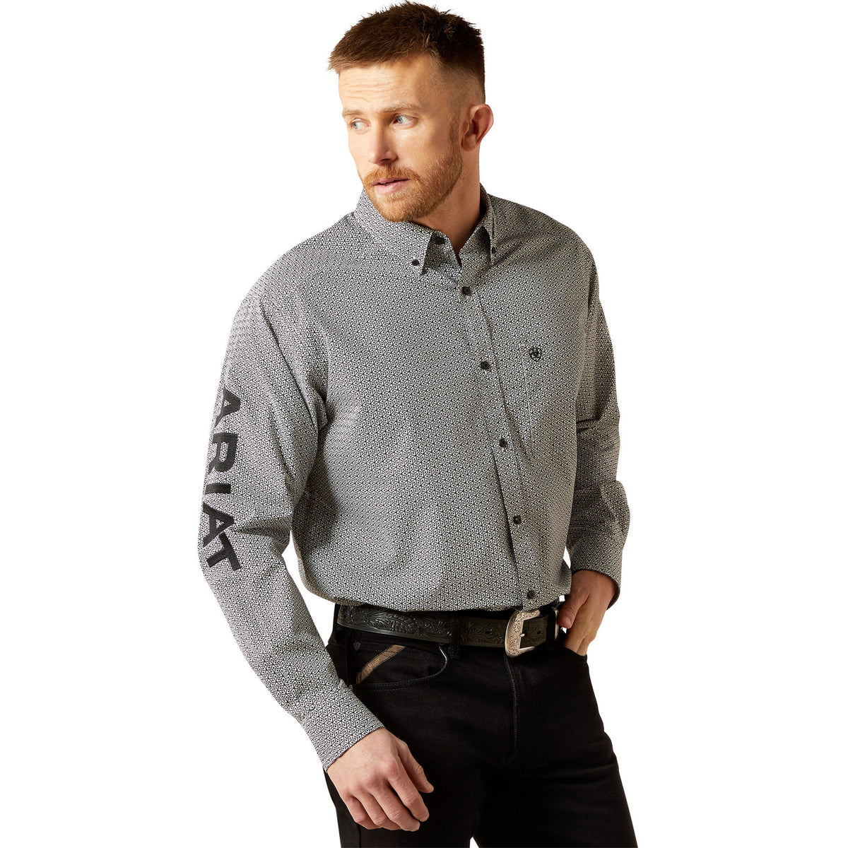 Ariat Mens Team Pablo L/S Shirt (10065815) White/Black