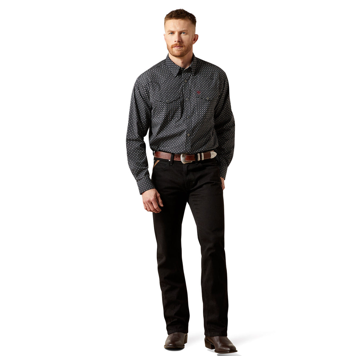 Ariat Mens Wrinkle Free Johnson Snap L/S Shirt (10065972) Black