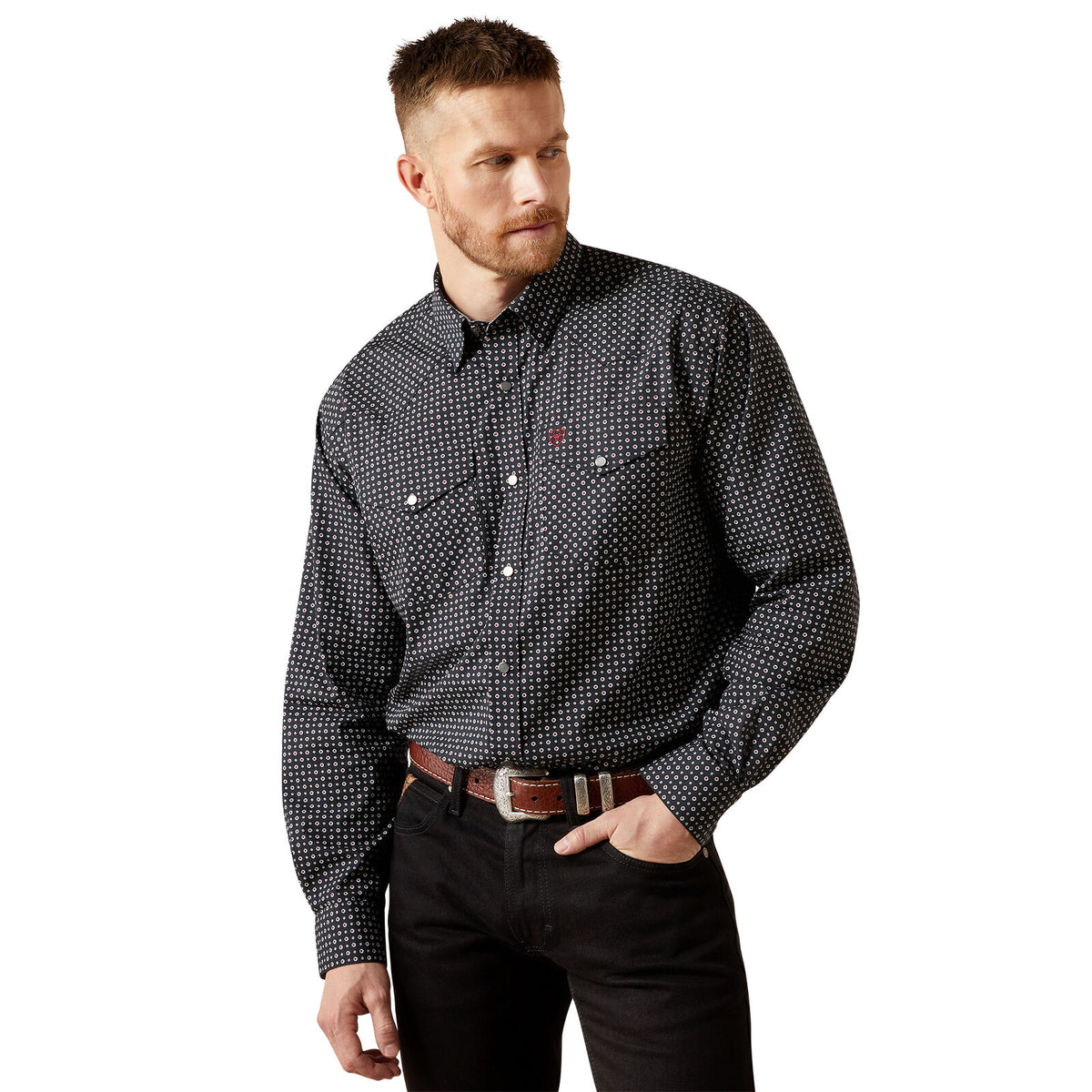 Ariat Mens Wrinkle Free Johnson Snap L/S Shirt (10065972) Black