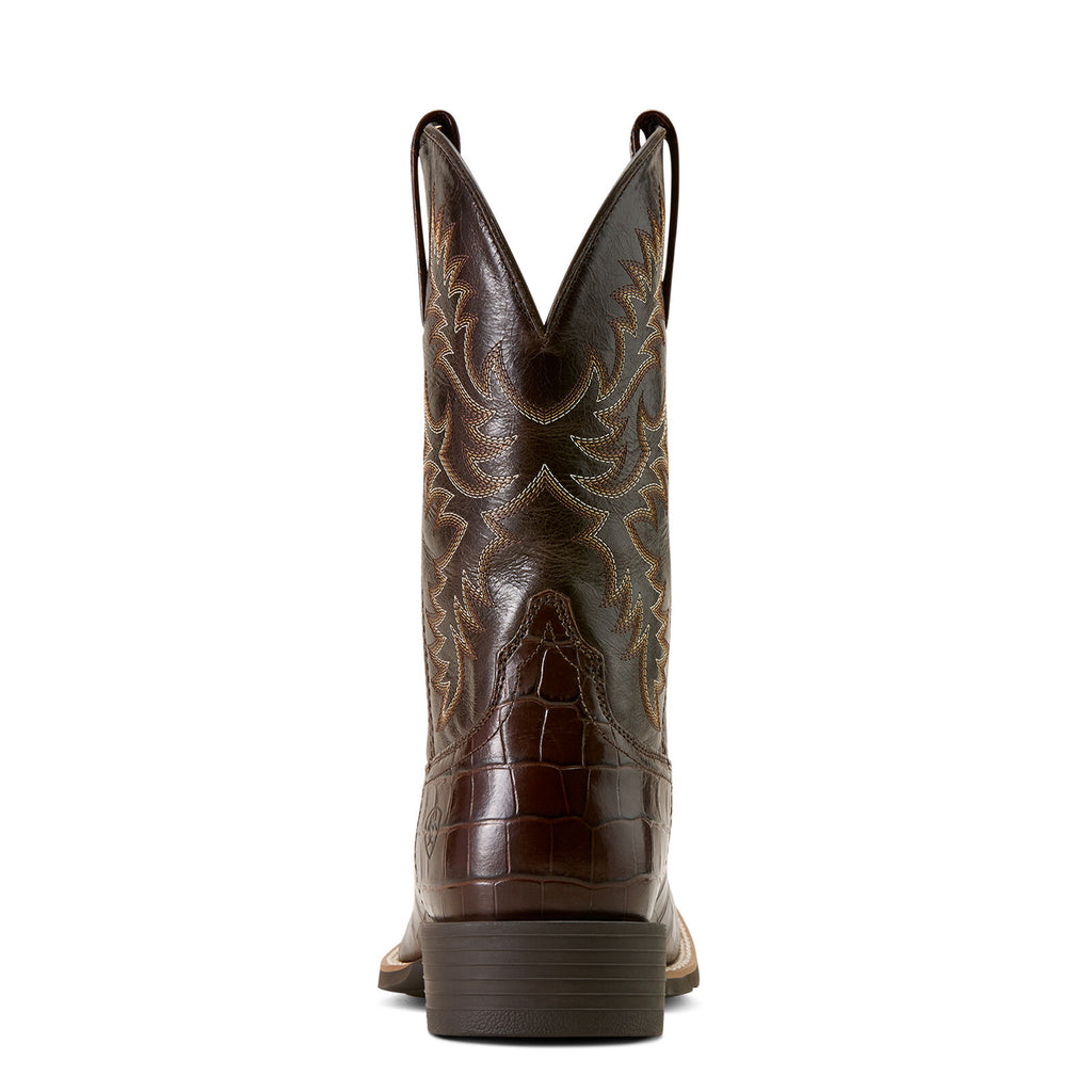 Ariat Mens Sport Latigo Wide Square Toe Western Boots (10074167) Croc Print/Bitter Chocolate