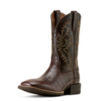 Ariat Mens Sport Latigo Wide Square Toe Western Boots (10074167) Croc Print/Bitter Chocolate
