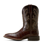 Ariat Mens Sport Latigo Wide Square Toe Western Boots (10074167) Croc Print/Bitter Chocolate