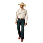 Ariat Mens Taber Classic Fit L/S Shirt (10071606) White Western Motif