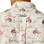 Ariat Mens Taber Classic Fit L/S Shirt (10071606) White Western Motif