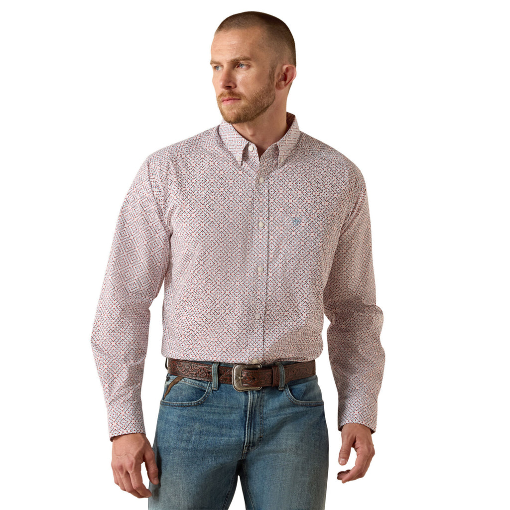 Ariat Mens Tiernan Classic Fit L/S Shirt (10071609) White Geo Print