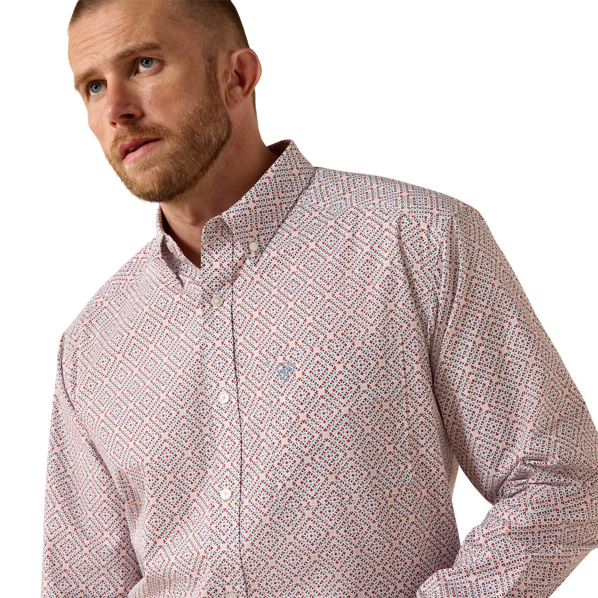 Ariat Mens Tiernan Classic Fit L/S Shirt (10071609) White Geo Print