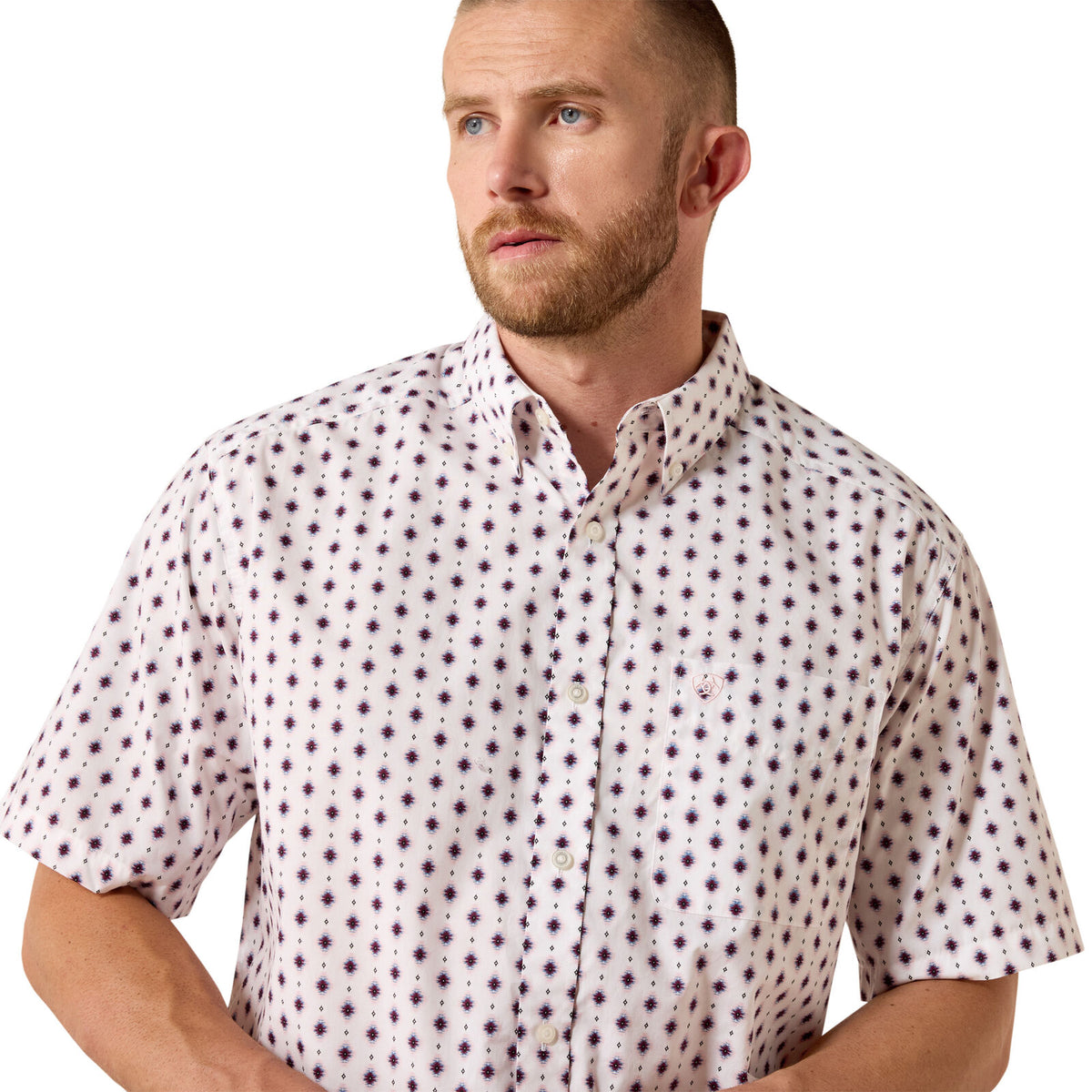 Ariat Mens Tadeo Classic Fit S/S Shirt (10071735) White Southwest Print
