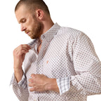 Ariat Mens Wrinkle Free Landry Classic Fit L/S Shirt (10071748) White Geo Print