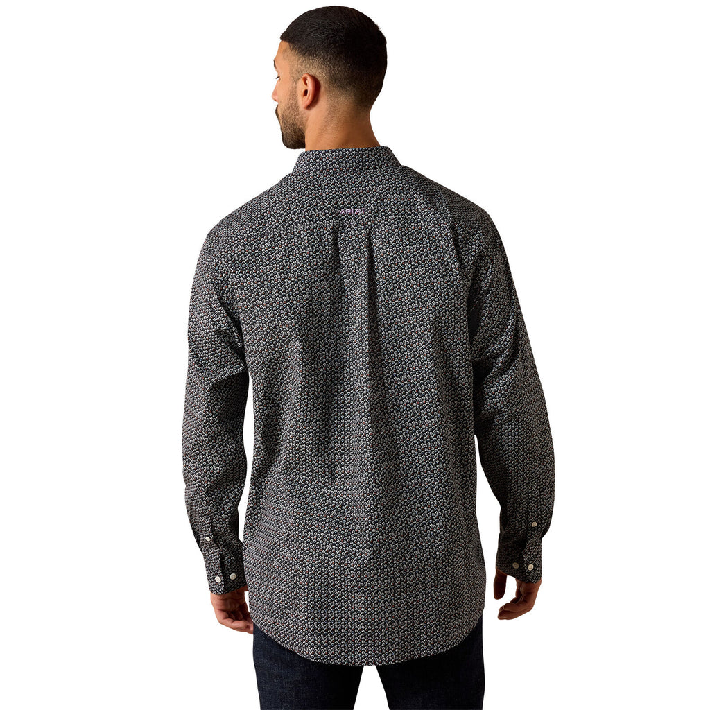 Ariat Mens Wrinkle Free Lucien Classic Fit L/S Shirt (10071747) Black Leaf Print