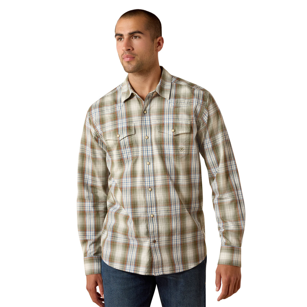 Ariat Mens Retro Holt Fitted Snap L/S Shirt (10071643) Four Leaf Clover Plaid