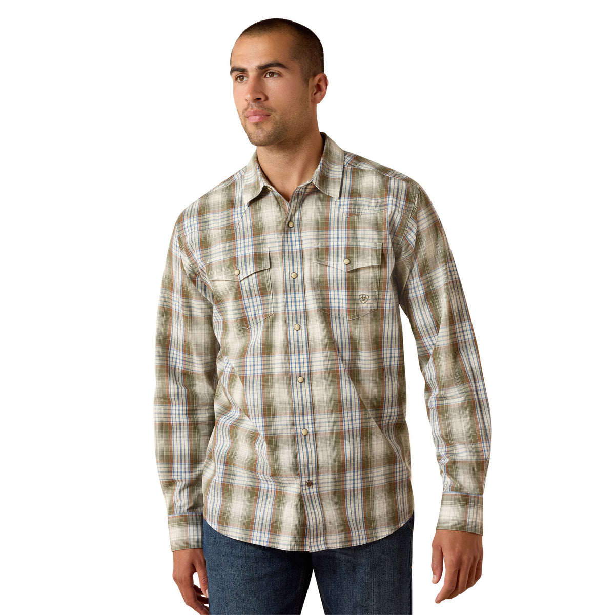 Ariat Mens Retro Holt Fitted Snap L/S Shirt (10071643) Four Leaf Clover Plaid