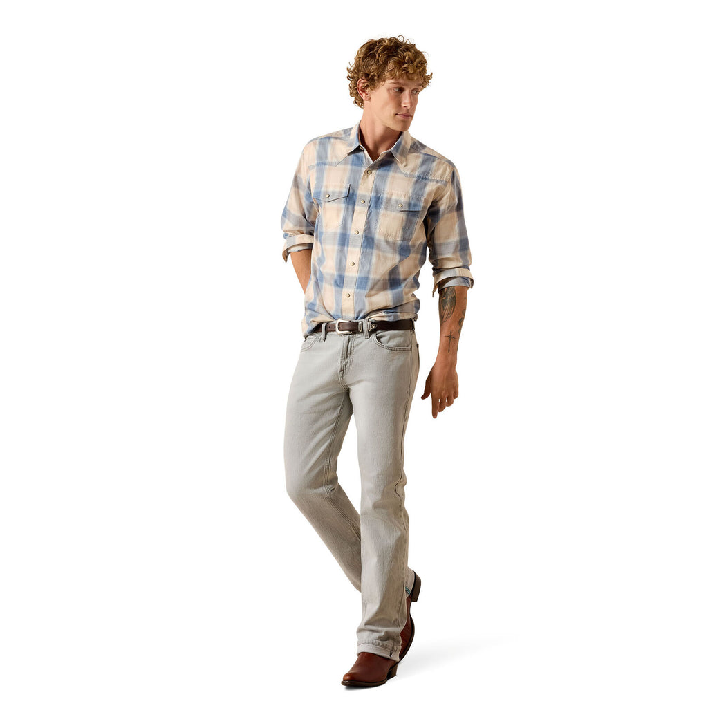 Ariat Mens Retro Horace Fitted Snap L/S Shirt (10071619) Sandshell Plaid