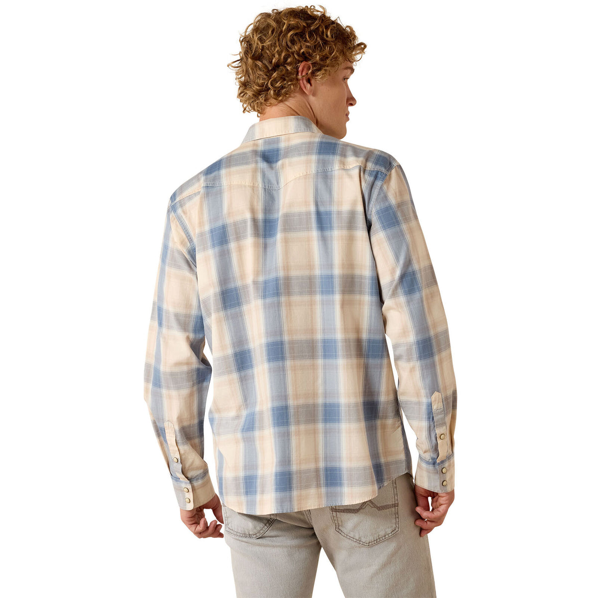Ariat Mens Retro Horace Fitted Snap L/S Shirt (10071619) Sandshell Plaid
