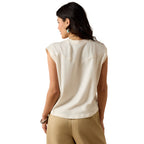 Ariat Womens Wild West Cropped S/S Tee (10071110) Sea Salt