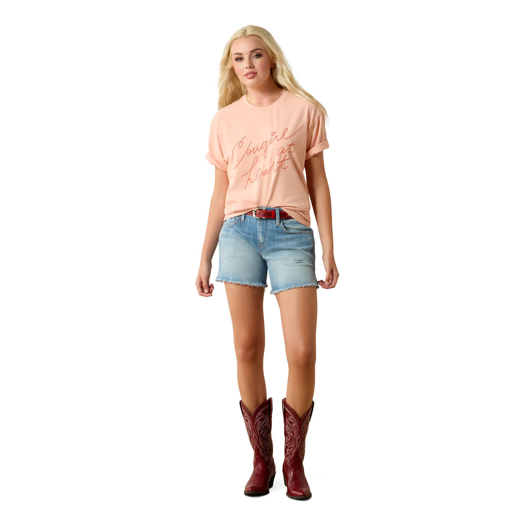 Ariat Womens Cowgirl At Heart S/S Tee Tropical Peach (10071111) Tropical Peach